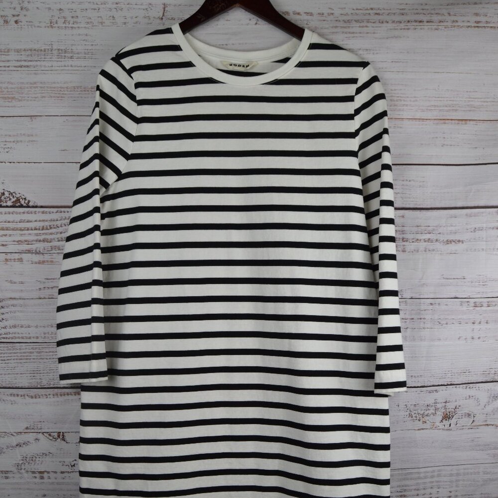 Boden Classic Striped Boatneck T-Shirt Dress Size US 12R UK 16R BLK White EUC